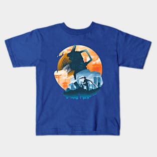 Ukiyo e Chainsaw Cityscape Kids T-Shirt